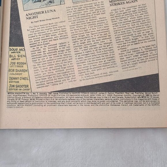Moon Knight 3 Marvel Comics 1981 FN- 5.5 1st Midnight Man - Picture 4 of 12